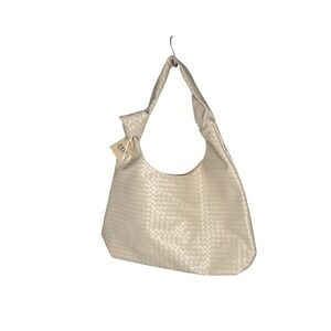 Ulta Beauty Tote Bag Cream Weave Print Yellow Interior Magnetic Close - New